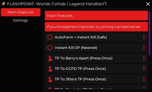 FLASHPOINT: Worlds Collide Script Kill Aura