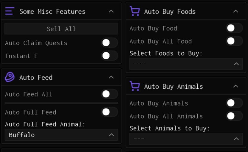 Raise Animals Script Gui
