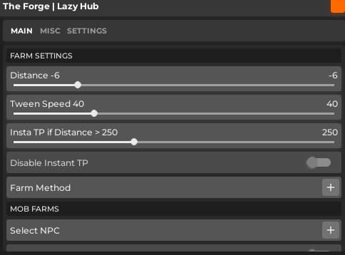 The Forge UI Nice Gui Roblox Script